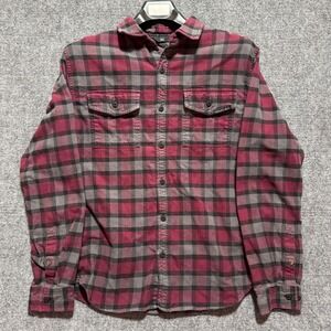 Vortex Flannel Purple Mens Medium Plaid Button Shirt Size M Flap Pockets